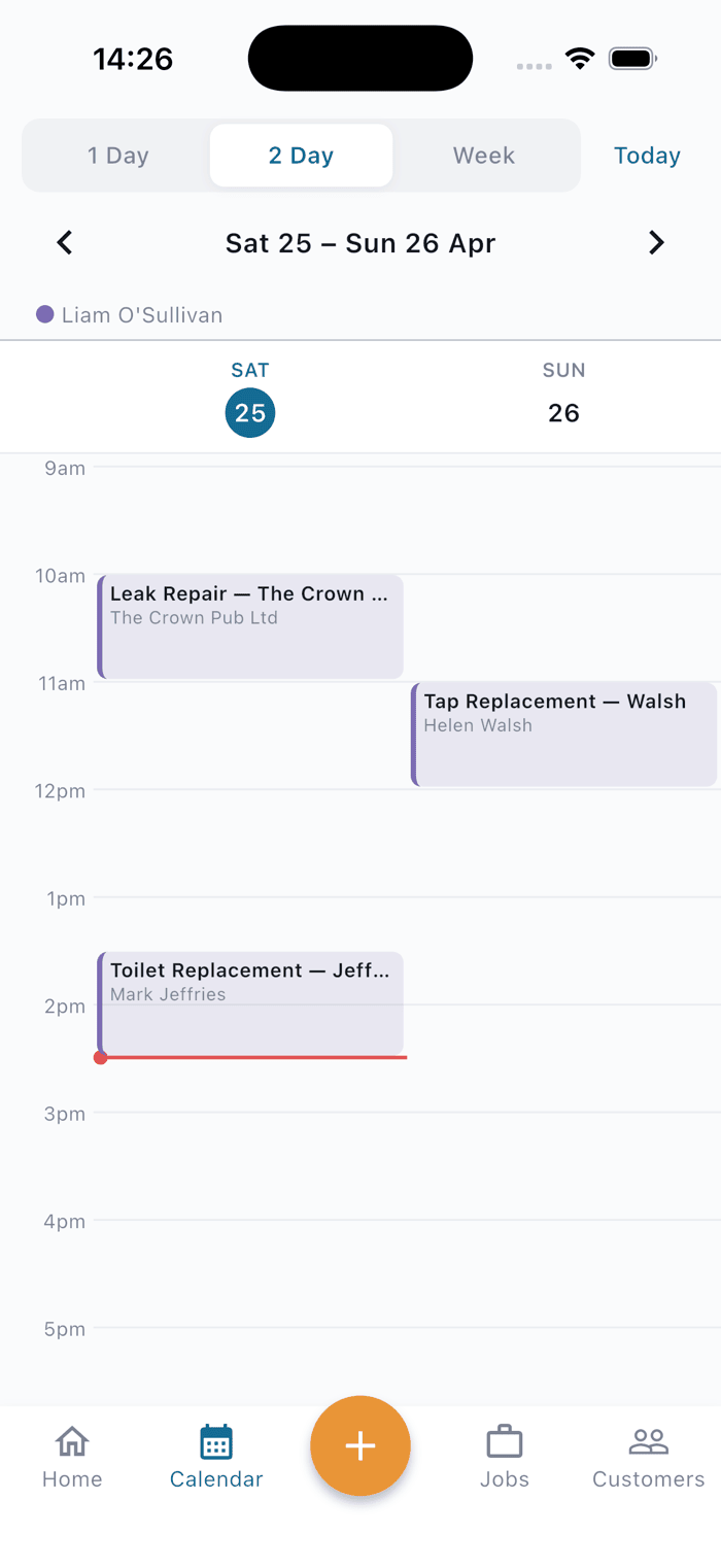 Week calendar - Plumber